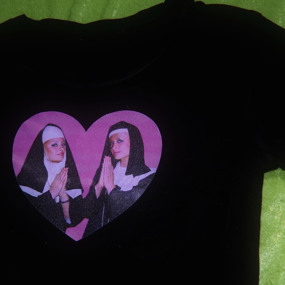 Paris Hilton Nicole Richie Y2K Thots and Prayers Tee Shirt